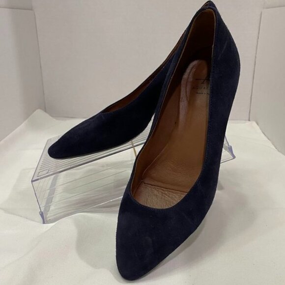 Aquatalia Made in Italy Navy Suede Block Heel Pumps Women’s 5.5M - Picture 7 of 12